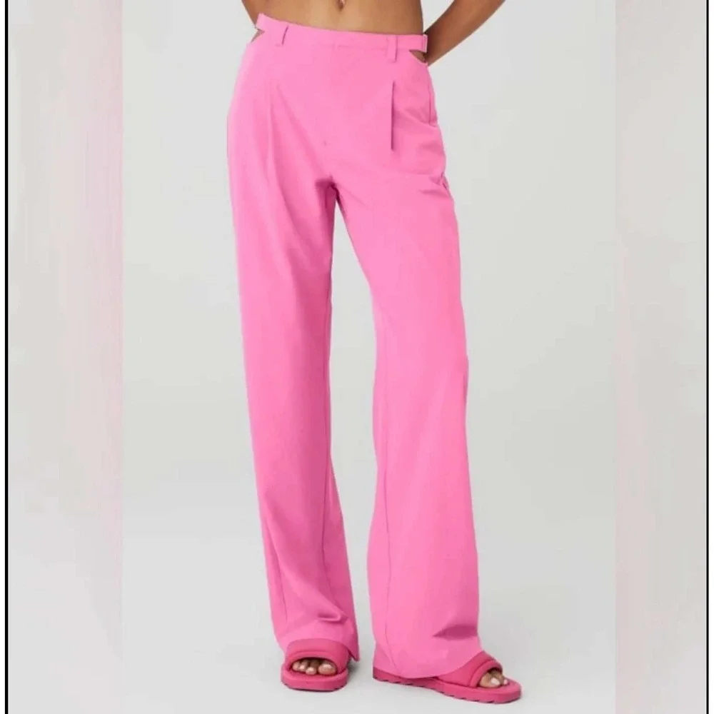 Alo Yoga Women's Mid-Rise Showdown Trouser Pink Pants Size S